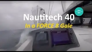 Nautitech 40 Open going 11 knts in a F8 Gale (37kts TWS). Sailing Catamaran in the Bay of Biscay.