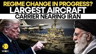 US vs Iran LIVE: Trump Signals Iran Regime Change, Confirms Largest Aircraft Carrier Move Near Iran