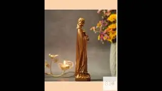 Jesus Christ with Lamb Wooden Statue Vintage Style Catholic Home Decor Holiday Ornament Wood Stat...