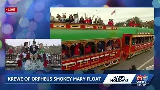 Krewe of Orpheus Smoke Mary Float makes its way down the parade route