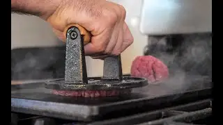 👋🏼🍔 The Burger Smasher | Cast Iron Burger Press  | Perfect Thin Patty Burgers with Smasher Tool 🔥😀
