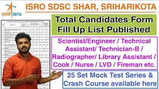 ISRO SDSC SHAR Total Candidates Form Fill Up List 2025 | SDSC SHAR Total Form Apply 2025 List #sdsc