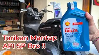 Ganti Oli Honda PCX 160 dengan Shell Helix HX7 Plus 5W-40 dan PTT Flushing Oil