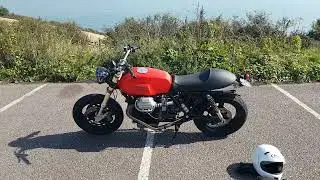 Moto Guzzi 950 Raceco ex-racebike motor in 1975 s3 based special after a warm up ride cliff top ride