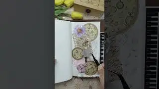 TN Journal Scrapbook | Time Clock Hydrangeas #creative #collage #sticker
