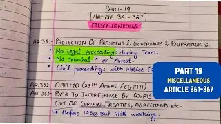 Part 19 || Miscellaneous || Article 361-367 || Inked Study Notes || Handwritten Notes #polity #upsc 