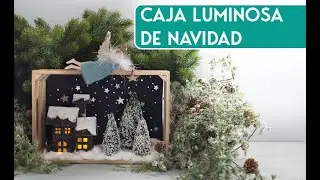 Caja luminosa 3D de navidad con paisaje.  Diorama navide&ntilde;o