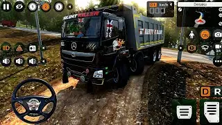 HEAVY 12 WHEELER BHARAT BENZ TRUCK SAND & ROCK DELIVERY ON SHIMLA FOGGY HILLS | BUSSID