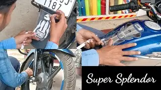 super splendor blue🔵colour bs6  bike rim/bajrangbali logo/tank-pad/pubg logo radium stickering 2023