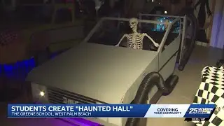 Greene School students transform campus into 1950s drive-in for Halloween