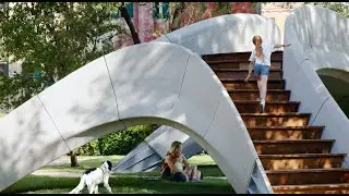 Striatus by Zaha Hadid Architects an arched 3D-concrete-printed masonry bridge