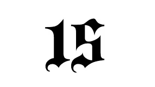 Medieval Font Countdown Timer - 15 seconds - Black on White Background