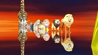Paint Animals Gorilla Cow Lion Elephant Dinosaurs Fountain Crossing Animal Cartoon