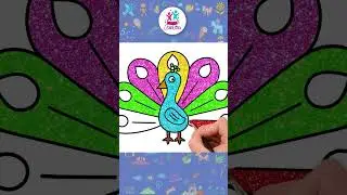 How to Draw a Peacock with Glitter #shorts #easydrawing #howtodraw