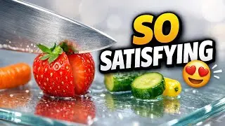 Cutting mini fruits and vegetables ASMR #fruitcutting #glass #asmrsounds #satisfying #ai #vegetables