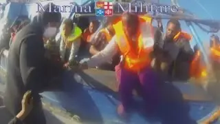 Rescue: Italian navy footage shows rescue of 620 migrants from small boat