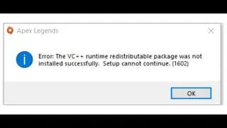 Fix Origin Games/Apex Legends Error VC++ Runtime Redistributable Package Not Installed Successfully