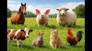 Cute Farm Animals: Cat, Chicken, Cow, Dog, Goat, Sheep, Horse - Animal Videos