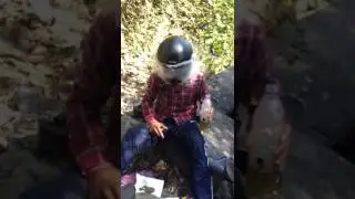 Bong  with helmet ... waterbottle bong .. weed lets legalise weed ...
