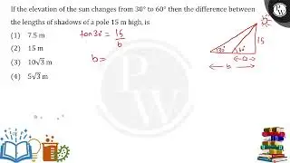 If the elevation of the sun changes from 30&deg; to 60&deg;then the difference between the lengt....
