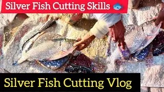 Silver Fish Cutting | How To cut Silver Fish | Fish Cutting By Expert | Fish Cutting Skills | Fish 🐟