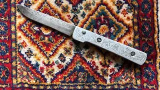 Vintage Soviet automatic engraved folding knife Gulag Старый нож выкидушка ручная работа