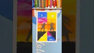 💔Separated by Time, Connected Love | Beautiful Day & Night Drawing | Oil Pastel Art #art #oilpastel