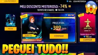 ZERANDO A LOJA MISTERIOSA DA NOBARA NO FREE FIRE, PEGUEI TODOS OS ITENS DA NOVA LOJA MISTERIOSA FF