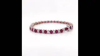 18Kt White and Rose Gold Diamond and Ruby Tennis Bracelet.