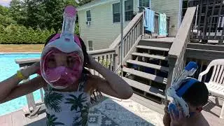 Aria and conner review the full face mask snorkle set for kids.  