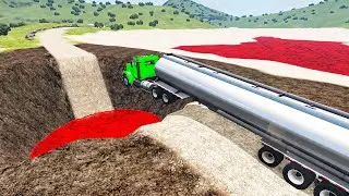 Cars vs Giant Pit Lava - BeamNG.Drive | TornMetal