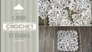 Tutoriel de carr&eacute; au crochet. Simple et facile! Crochet pattern. Modello all'uncinetto.