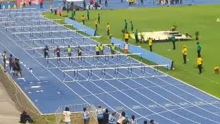 running 100 meter hurdles Mr parchment JAMAICA  NATIONAL FINAL