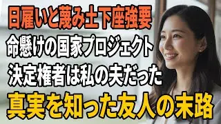 【スカッとする話】同窓会で「ドカタの旦那なんて底辺ね」と私にワインをかけた建設社長の旧友。直後、国交省大臣が夫に「先生、例の再開発の件ですが…」と最敬礼した瞬間…【朗読】【スカッと】【感動する話】