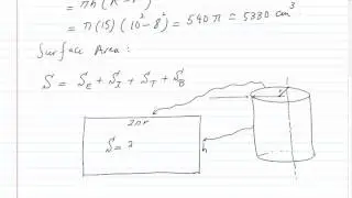 Volume and surface area of a hollow cylinder