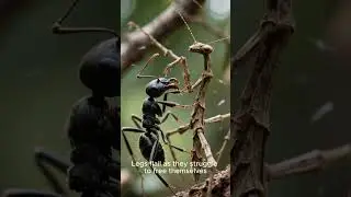 Stick Insect vs Predator Ant &ndash; Can Camouflage Save It? 🌿🐜 #insectbattle #bugbattle #shorts