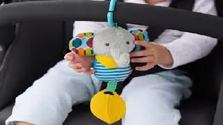 Skip Hop Bandana Buddies Baby Activity Chime & Teether Stroller Toy, Clip on chime toy with textures