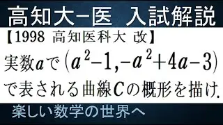 #727　1998高知大‐医　媒介変数表示された曲線の概形を求める【数検1級/準1級/中学数学/高校数学/数学教育】JMO IMO  Math Olympiad Problems