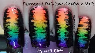 Easy Distressed Rainbow Gradient DIY Nail Art Tutorial