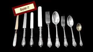 Odiot - 126pc. Antique 19th Century French 950 Sterling Silver Flatware Set + Storage Chest !