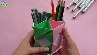 ✏️ DIY Paper Pencil Holder | Useful Desk Organizer Craft for Kids