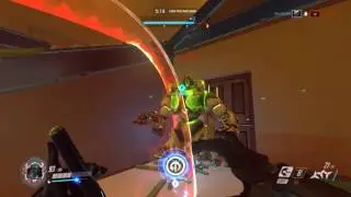 Genji can deflect behind Orisa shield + cool 180 degree sleep dart deflect