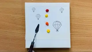 Hot air balloon painting / Easy acrylic painting tutorial for beginners #100/relaxing painting