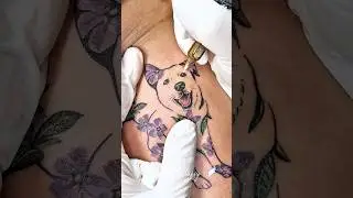 Flower Dog💜 #tattoo #tattoofun #tattooartist #tattooideas #tattooart #inked #dog #dogtattoo