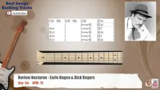 🎸 Harlem Nocturne - Earle Hagen & Dick Rogers Guitar Backing Track with dynamic chords and fretboard