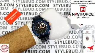 WW1042 Naviforce Dual Time Multifunction Chain Watch NF9163M Blue Unboxing & Hands On Video