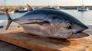 Great skills in mass cutting of Tuna Fish at the Jembatan Puri Fish Market, Sorong City,