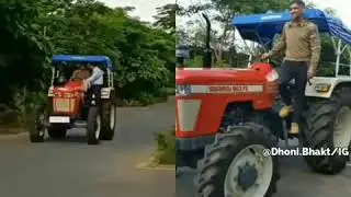 MS Dhoni Driving TRACTOR // Dhoni TRACTOR