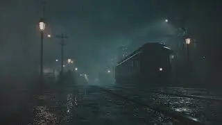 Midnight Rain Express 🚂 Distant Thunder & Echoing Train Sounds | Noir Ambience for Sleep & Focus