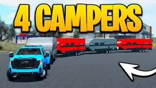 Я использовал новый пикап, чтобы буксировать сразу 4 кемпера в APM | Roblox American Plains Mudding